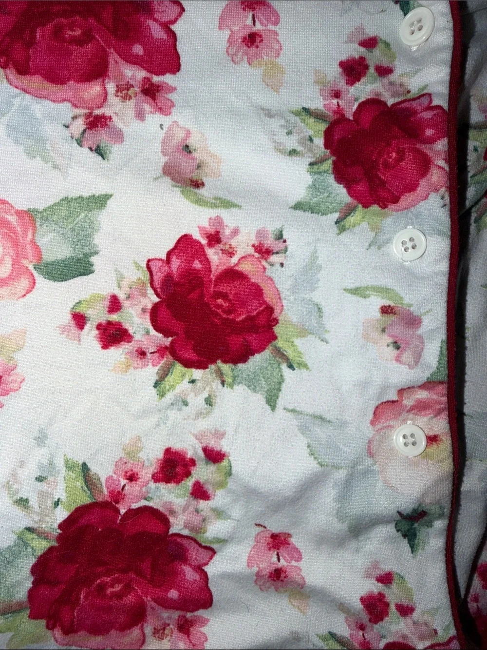 Tahari Girls White Floral Short Pajama Set with Pink and Red Roses